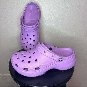 Lavender Platform Crocs, Size 11